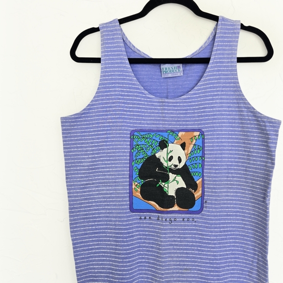 Vintage Panda Striped San Diego Zoo Purple Top - Picture 6 of 6